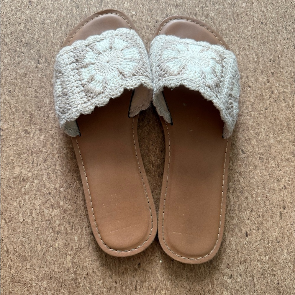Women's Crochet Slide Sandals - Cream